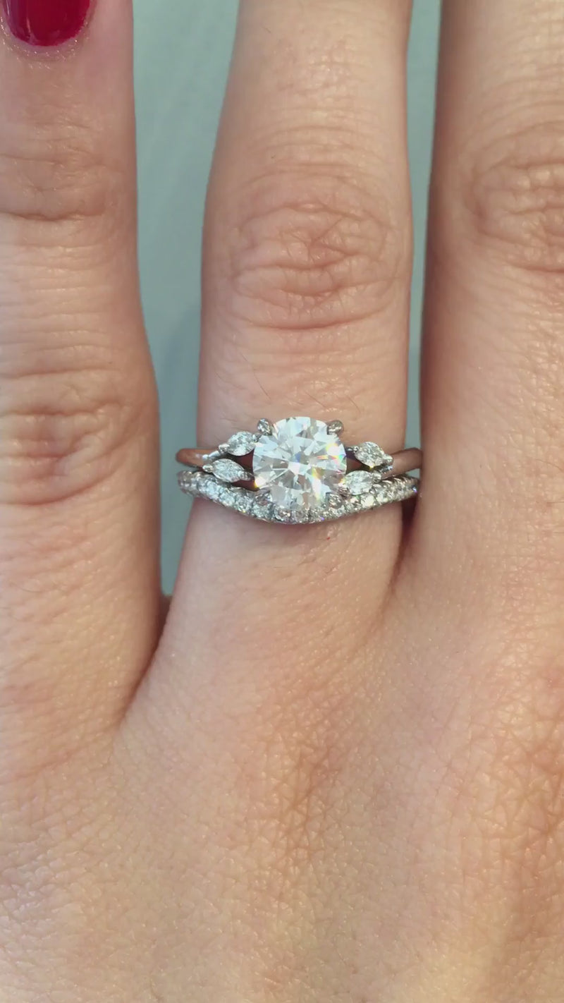 caption:Stacked with Adamaris engagement ring in platinum