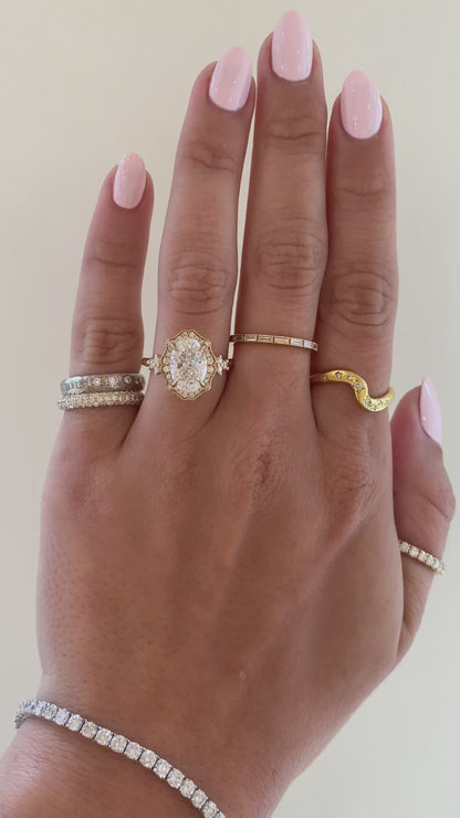 caption:Shown with 2ct oval diamond in 14k yellow gold 