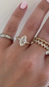 caption:Shown with 1.5ct marquise diamond in 14k yellow gold, customized with leaf prongs