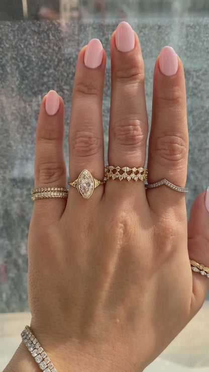 caption:Shown with 2ct marquise in 14k yellow gold 