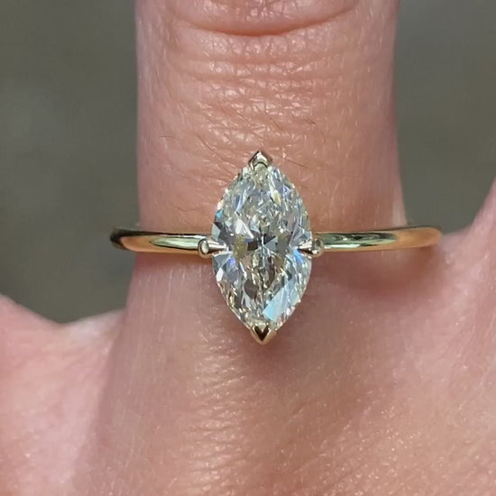 caption:Shown in 18k yellow gold with 1ct marquise diamond