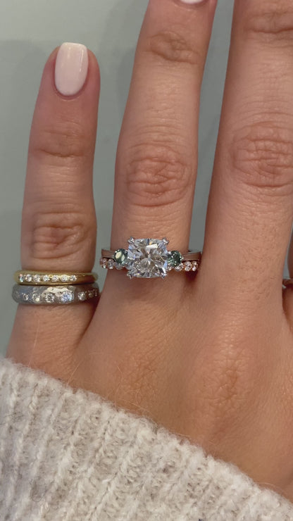 caption:Shown with 2ct diamond in platinum, and paired with Vic 2mm wedding band