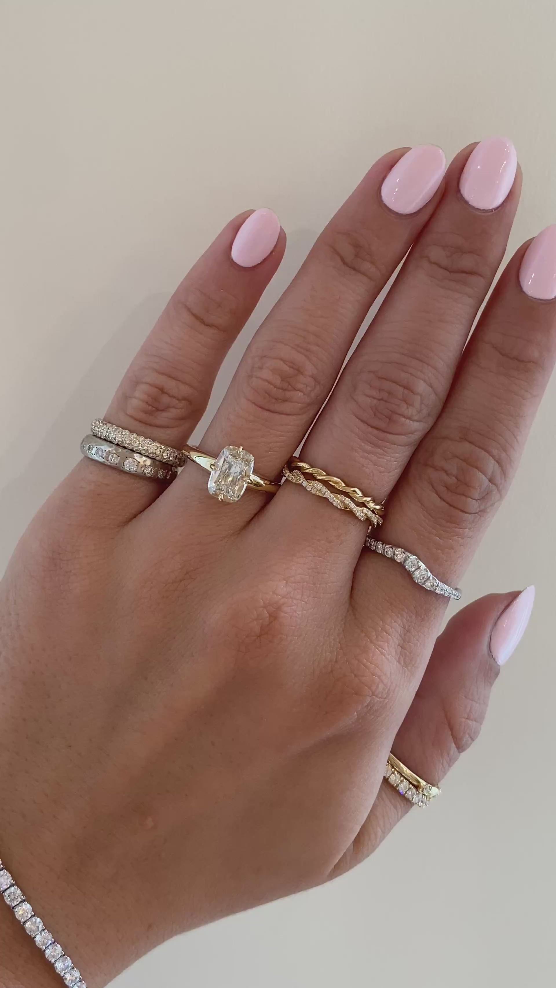 caption:Shown with 1.5ct champagne Old Mine Cut n 14k yellow gold 