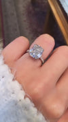caption:Shown with 5ct cushion cut diamond in platinum
