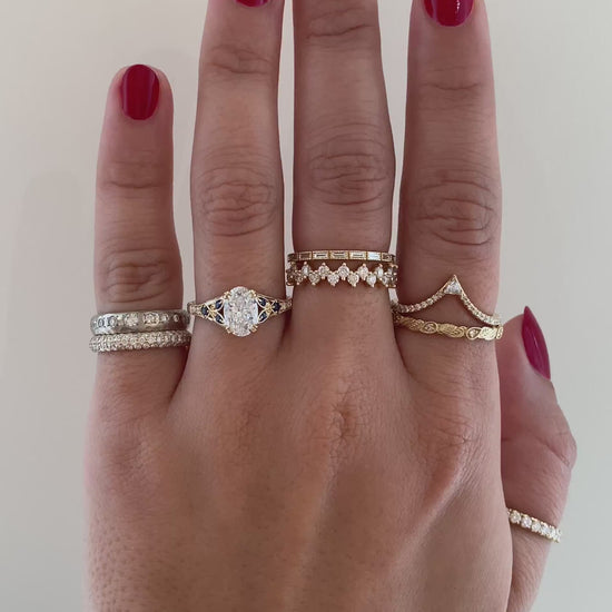 caption:Shown with 1ct oval in 14k yellow gold 