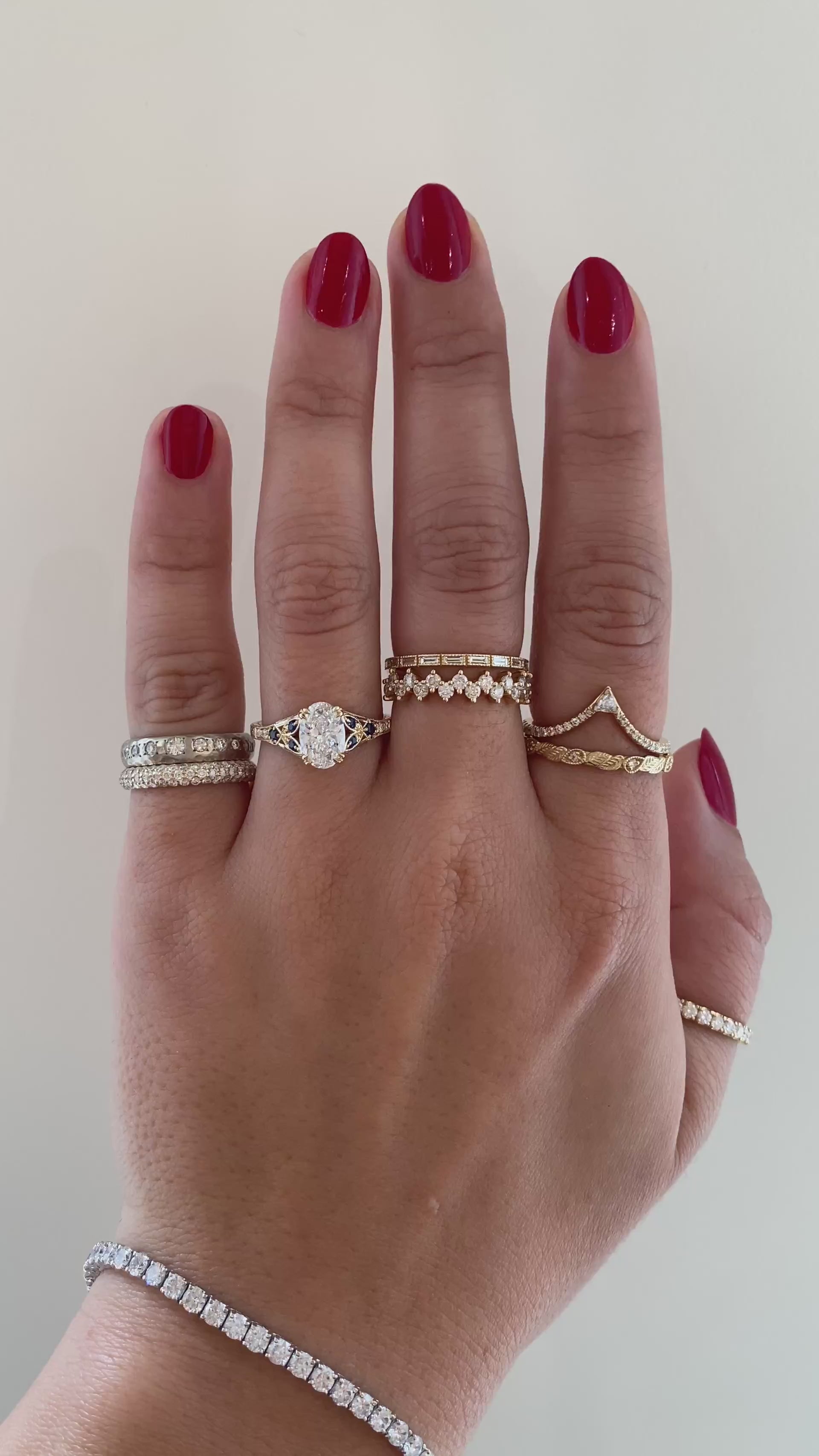 caption:Shown with 1ct oval in 14k yellow gold 