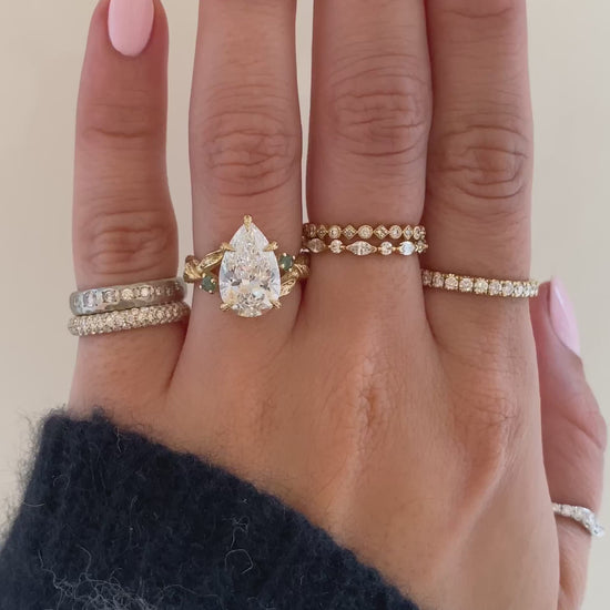 caption:Shown with 3.5ct pear in 14k yellow gold 