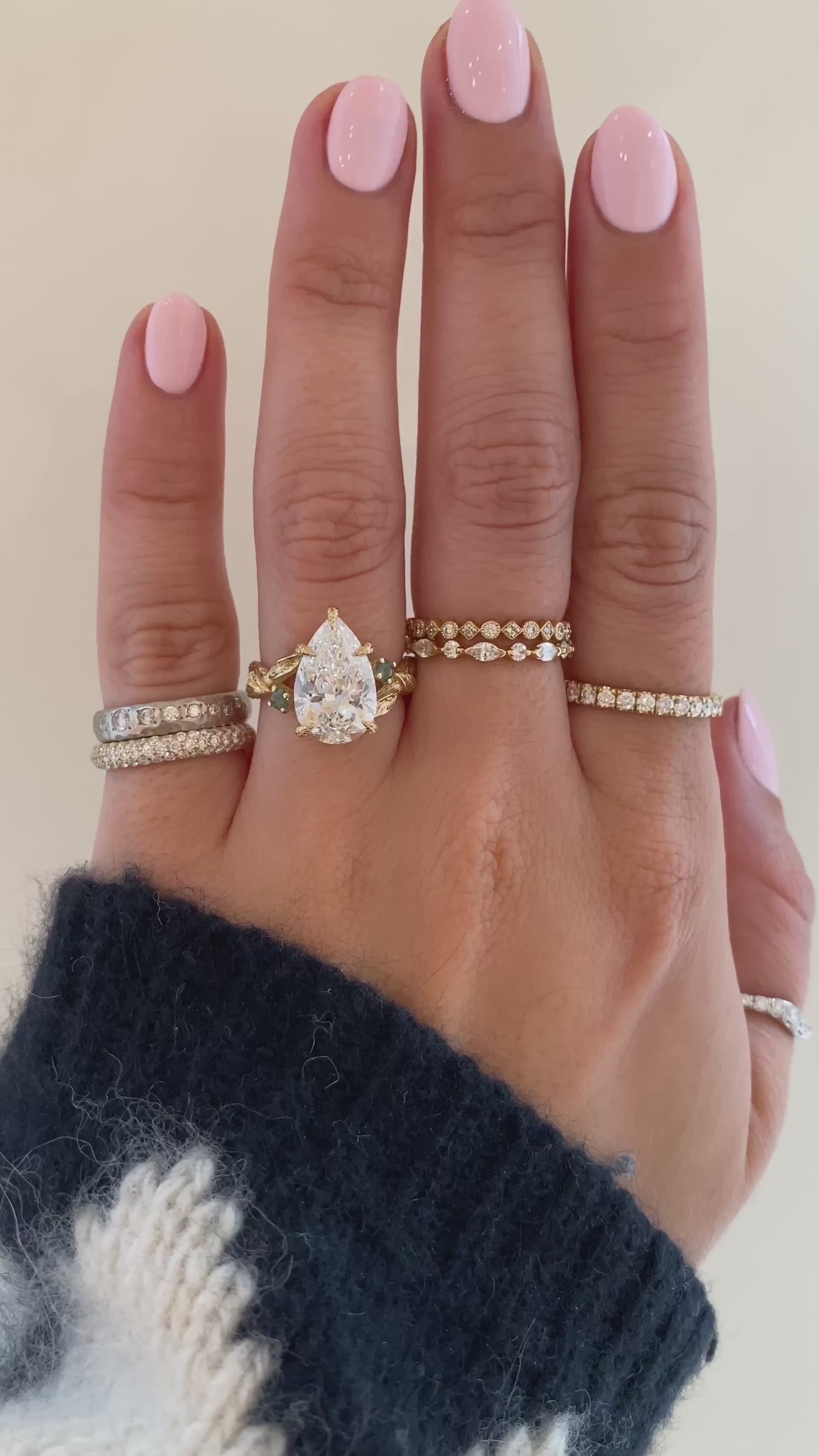 caption:Shown with 3.5ct pear in 14k yellow gold 