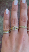 caption:Shown with 1ct pear rose cut diamond in 14k yellow gold