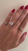 caption:Shown with 3ct round diamond in mixed 14k yellow gold & platinum