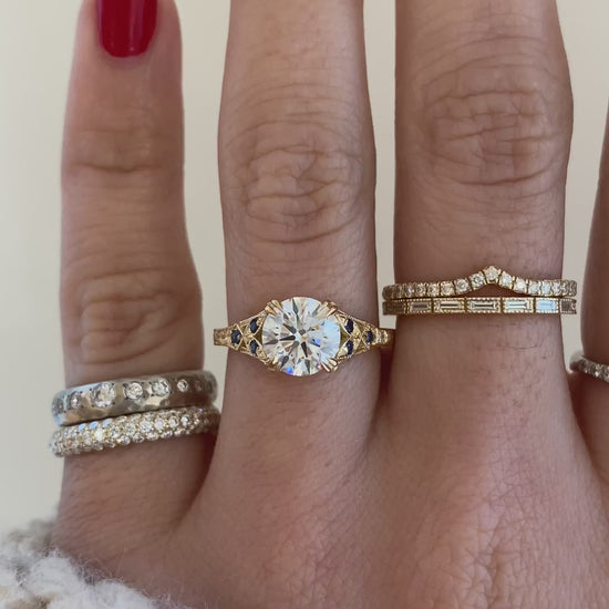 caption:Shown with 1.5ct round in 14k yellow gold