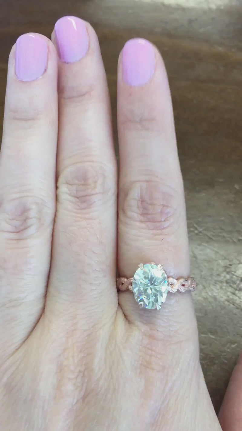 caption:Shown with 3ct oval diamond in rose gold