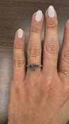 caption:Shown with 1ct salt & pepper princess cut diamond in platinum