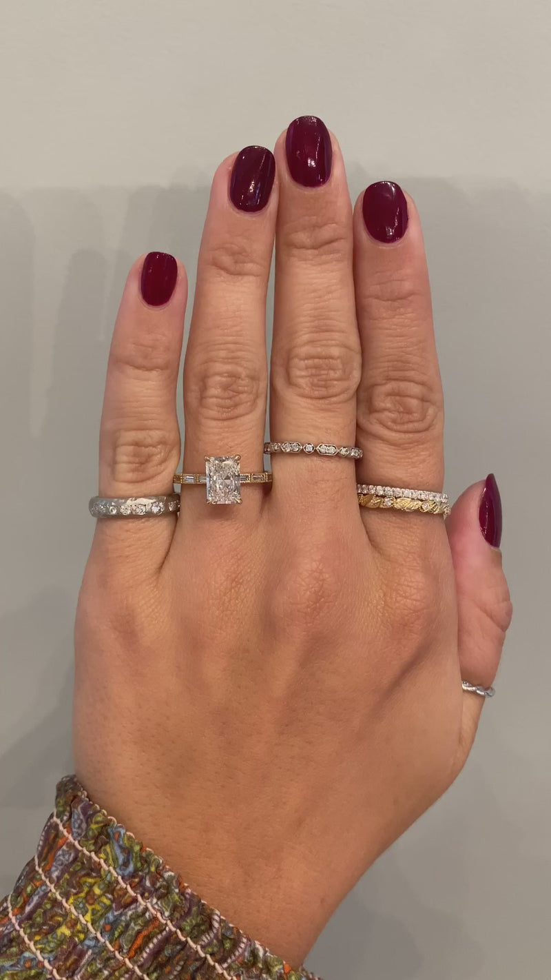 caption:Shown with 1.85ct radiant cut diamond in yellow gold