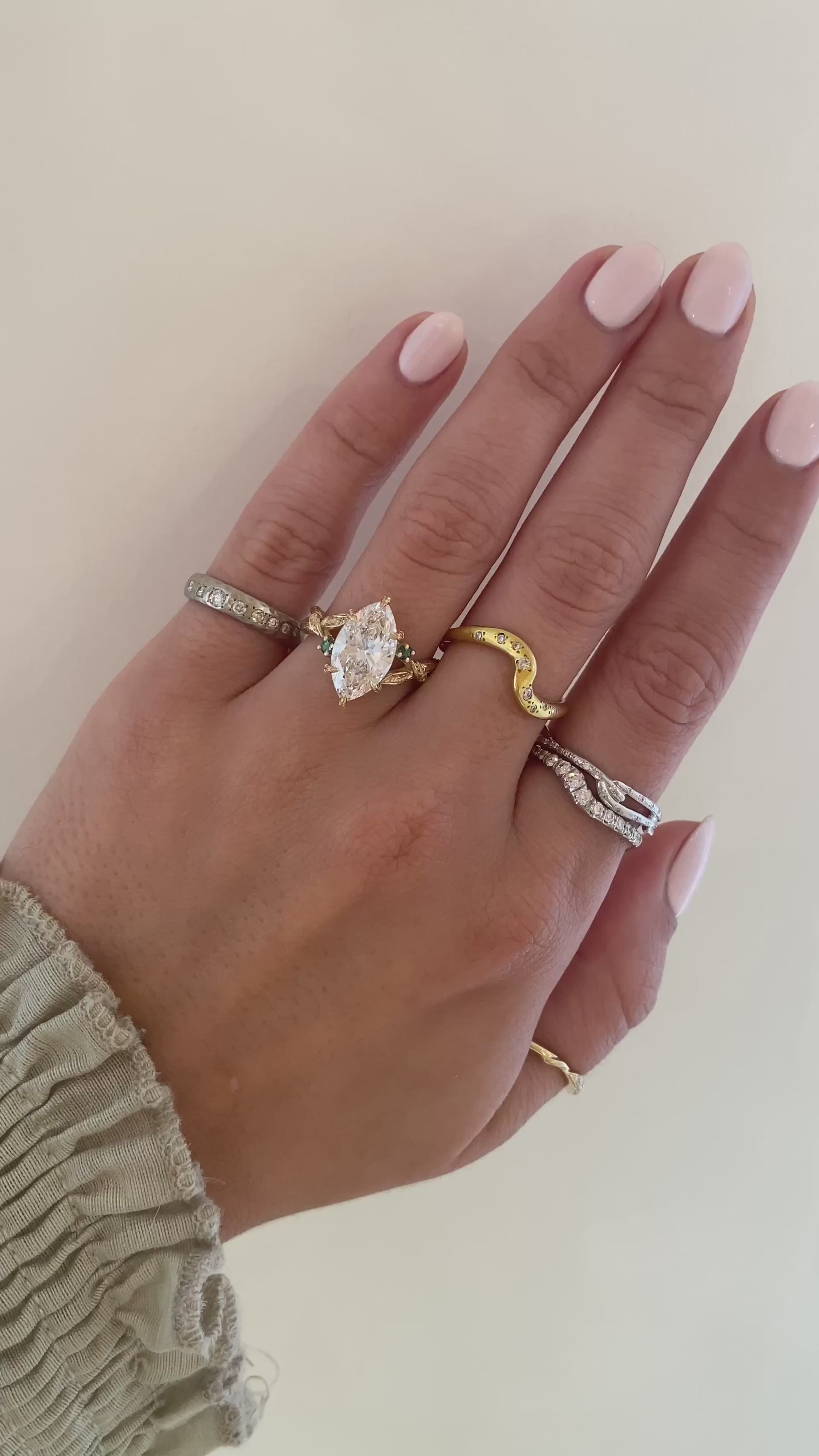 caption:Shown with 3ct marquise diamond in 14k yellow gold 