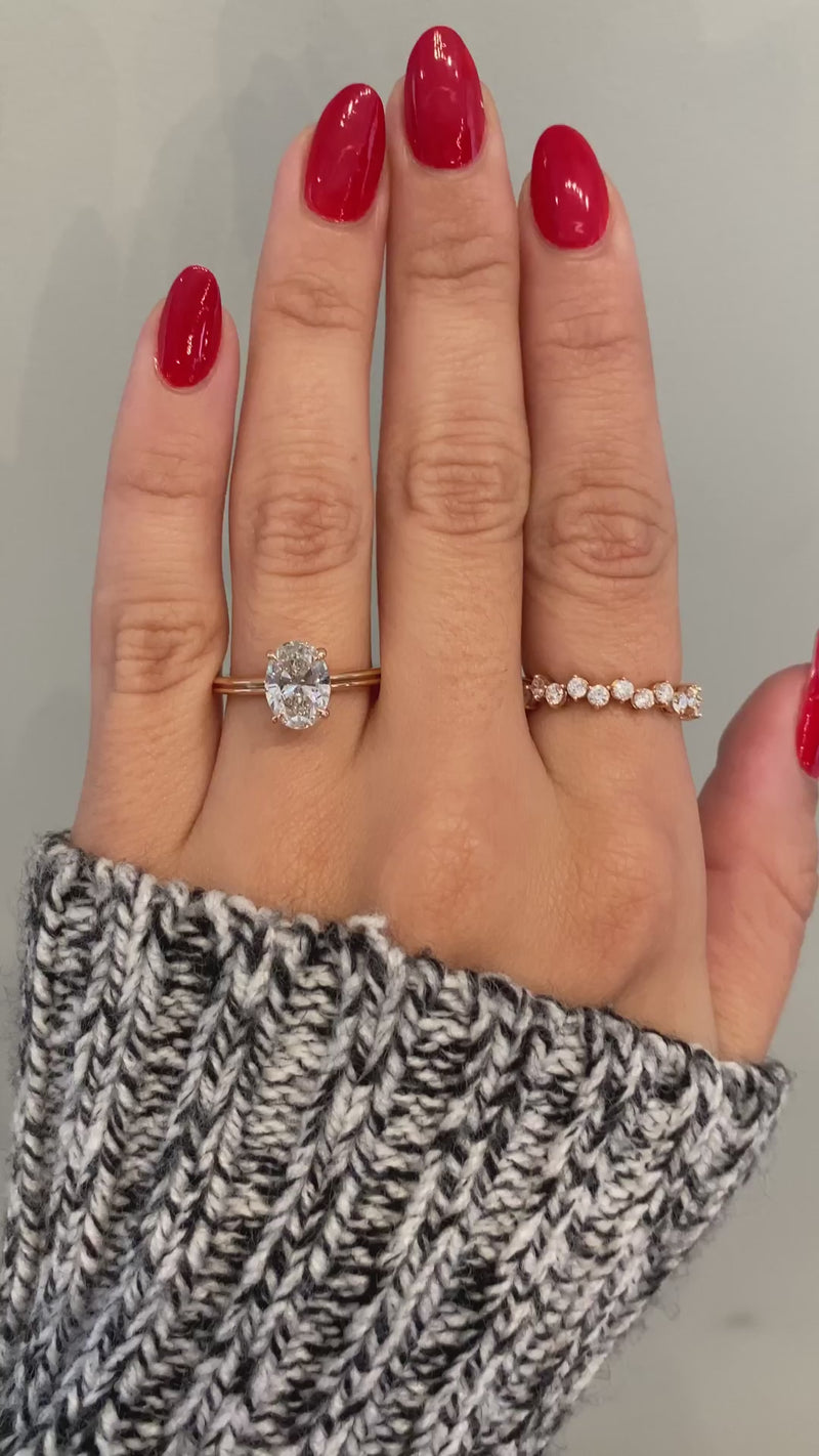 caption:Shown with 1.5ct oval diamond in 14k rose gold