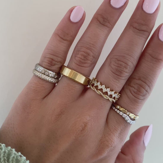 caption:Shown in 6mm with brushed center & polished edges in 18k yellow gold