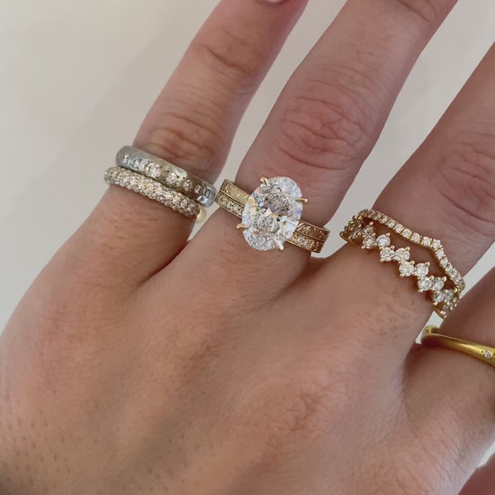 caption:Shown with 2.5ct oval in 14k yellow gold  