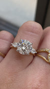 caption:Shown with 3ct round diamond  in mixed 14k yellow gold & platinum setting