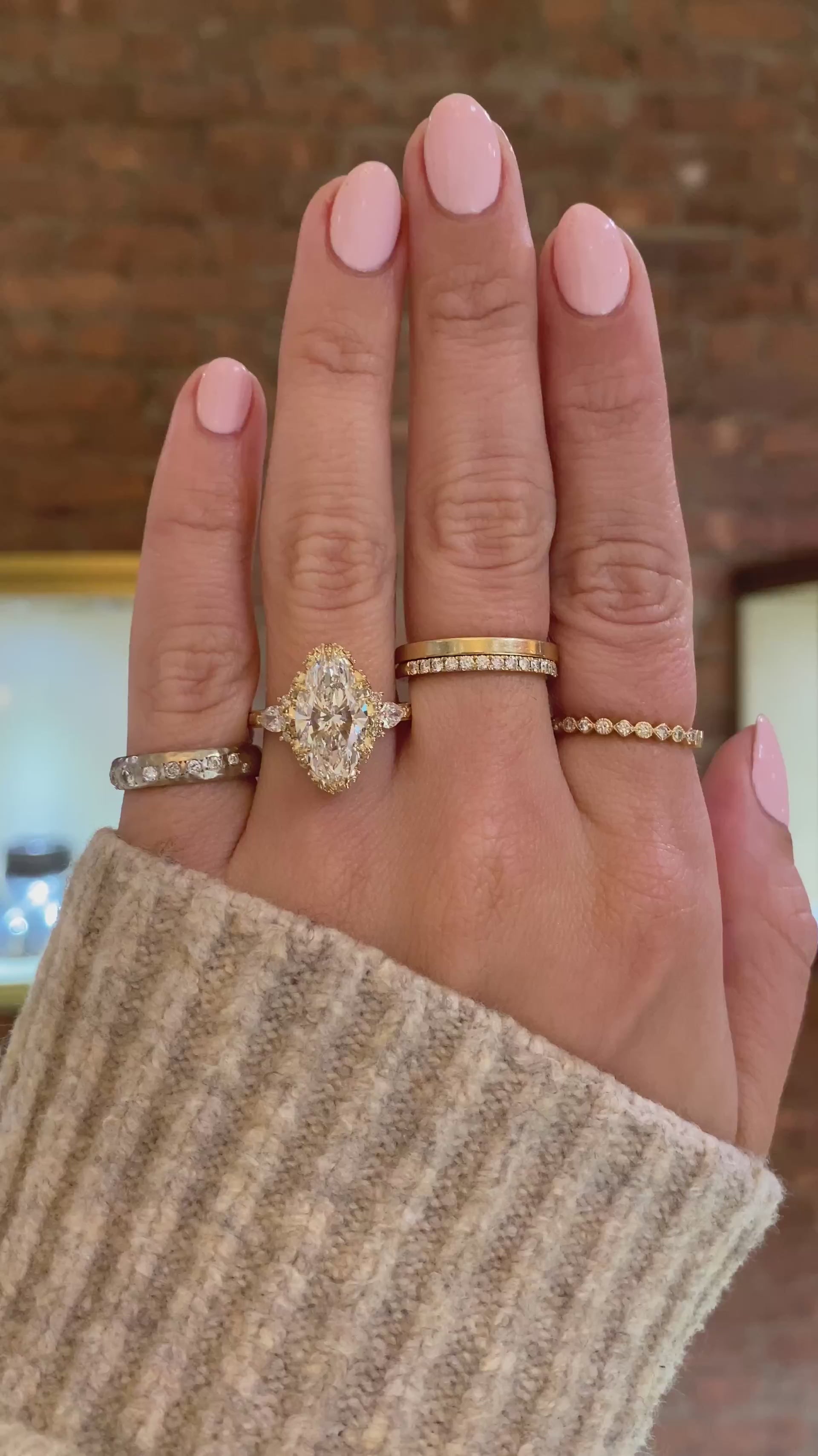 caption:Shown with 3.5ct marquise in 14k yellow gold 