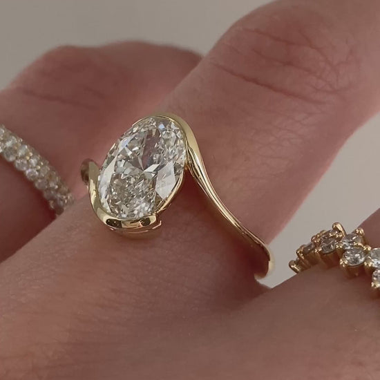 caption:Shown with 2ct oval in 14k yellow gold c