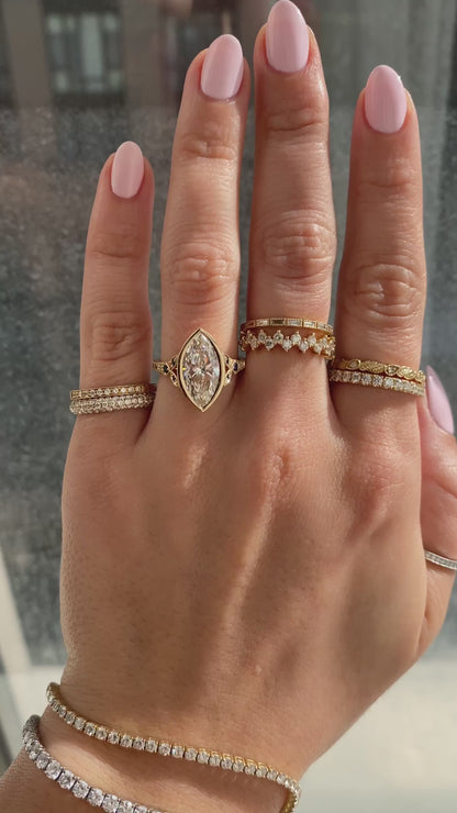 caption:Shown with 3ct marquise diamond in 14k yellow gold