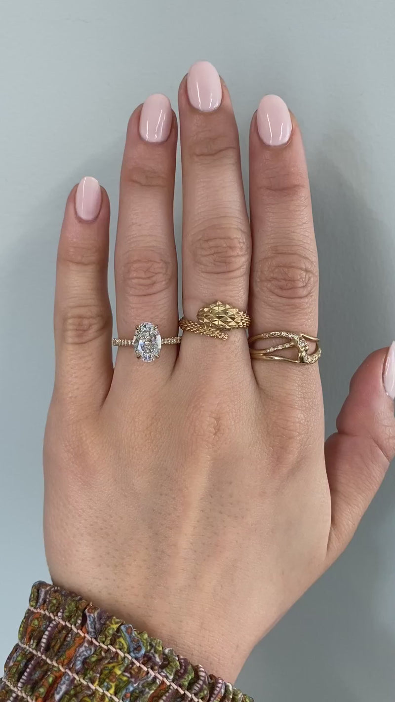 caption:Shown with 1.75ct oval diamond in 14k yellow gold