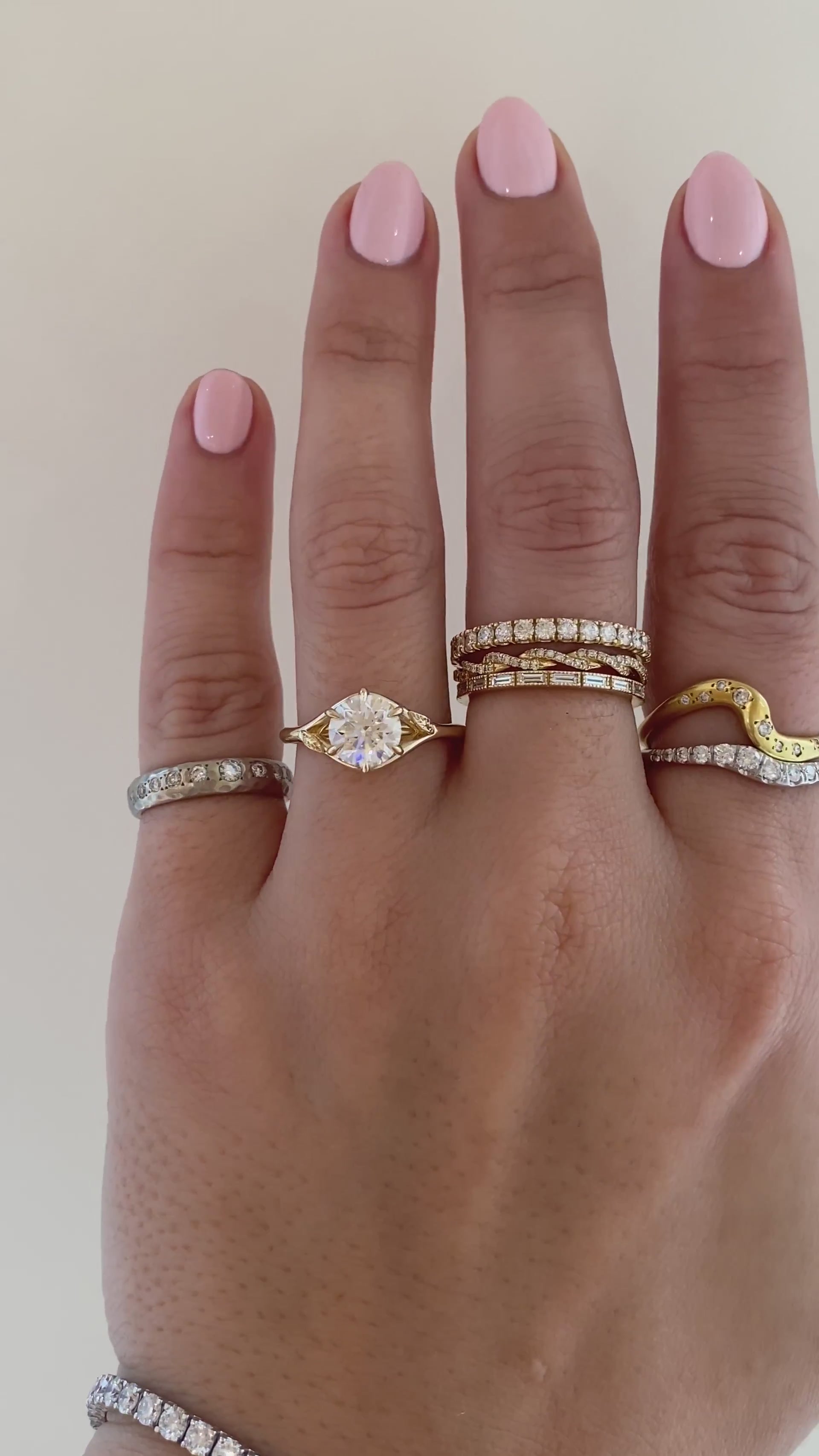 caption:Shown with 1.2ct round in 14k yellow gold