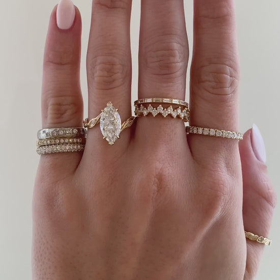 caption:Shown with 2.5ct marquise in 14k yellow gold 