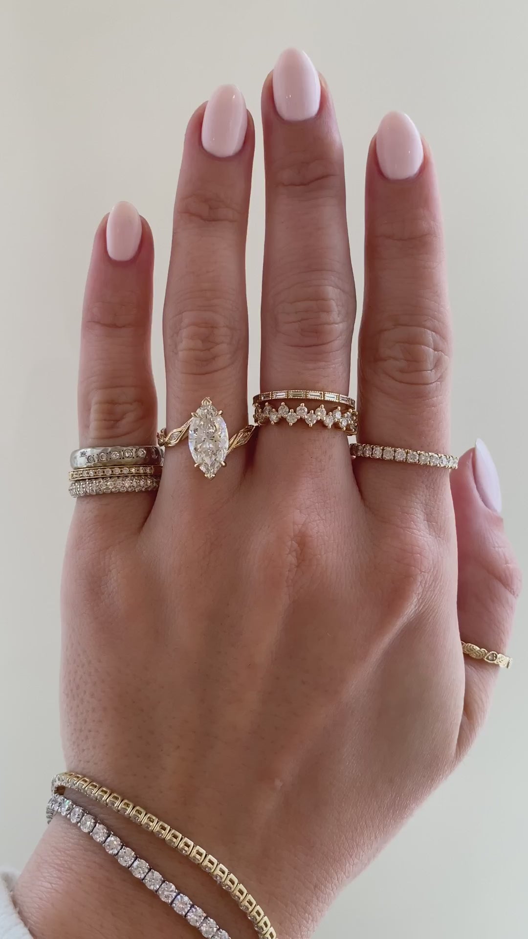 caption:Shown with 2.5ct marquise in 14k yellow gold 