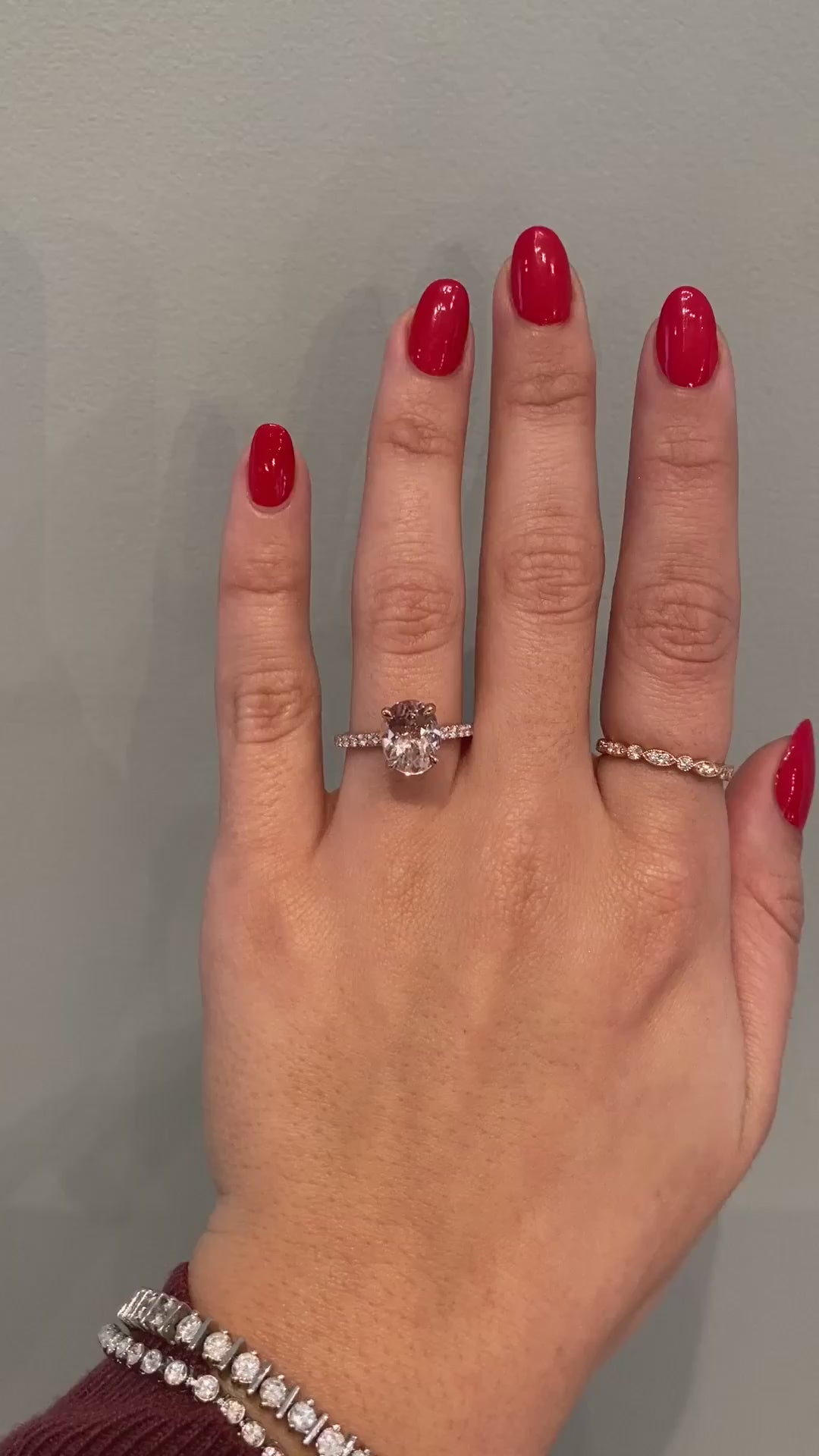 caption:Shown with oval peach cut sapphire