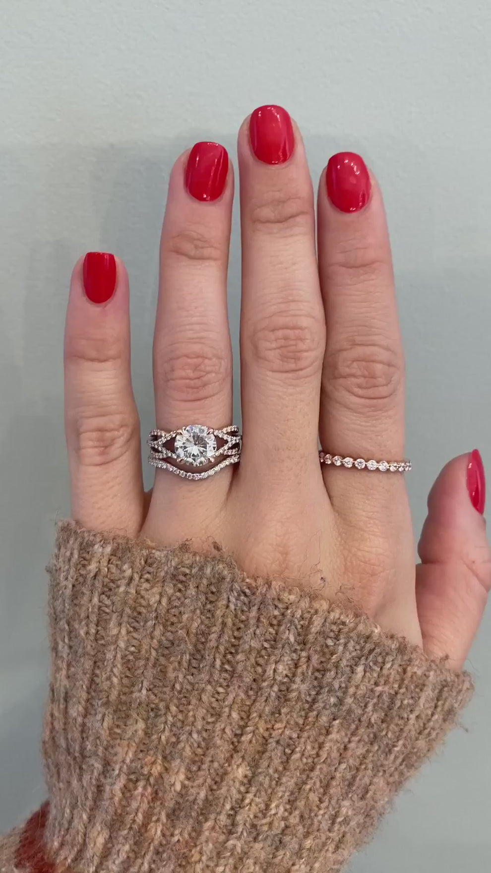 Jasmine: Interlaced Split Shank Round Diamond Ring | Ken & Dana Design