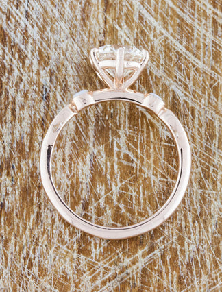 Laura: Three Stone Oval Diamond Ring with Opal Side Stones | Ken & Dana