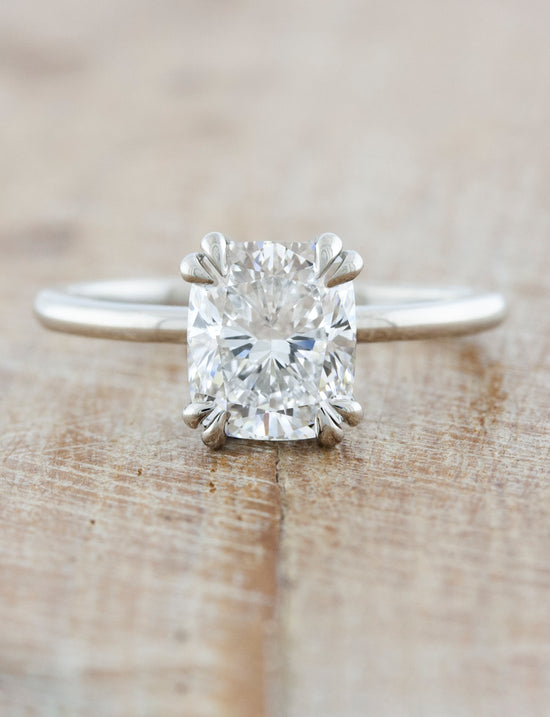 Jebaun: Cushion Cut Solitaire Engagement Ring with a Thin Band | Ken ...