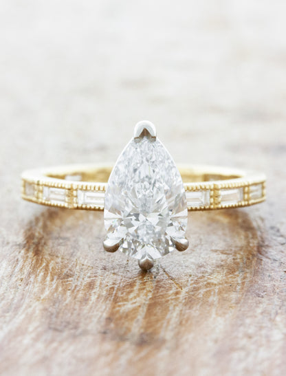 caption:1.20ct pear diamond in two toned setting