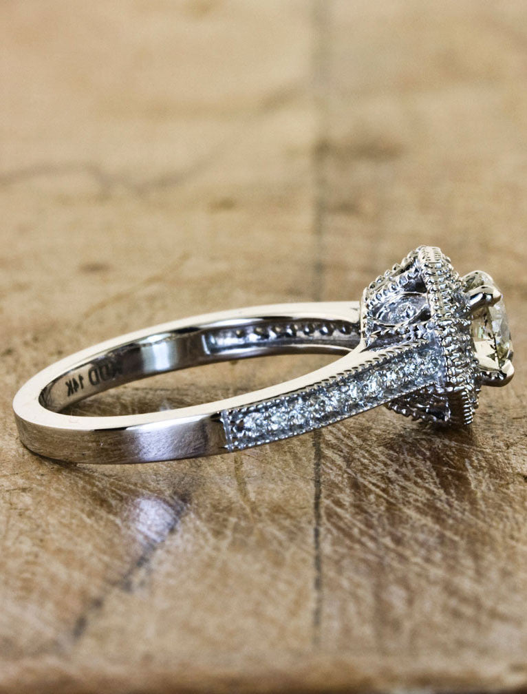 Unique Engagement Rings Ken & Dana Design - Almira side view