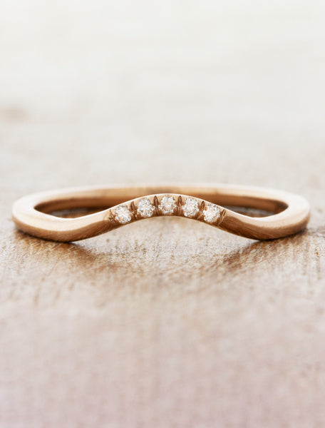 Amorie: Curved Rose Gold Wedding Band with Diamonds