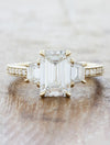 caption:Shown with 2.0ct emerald cut diamond in 14k yellow gold