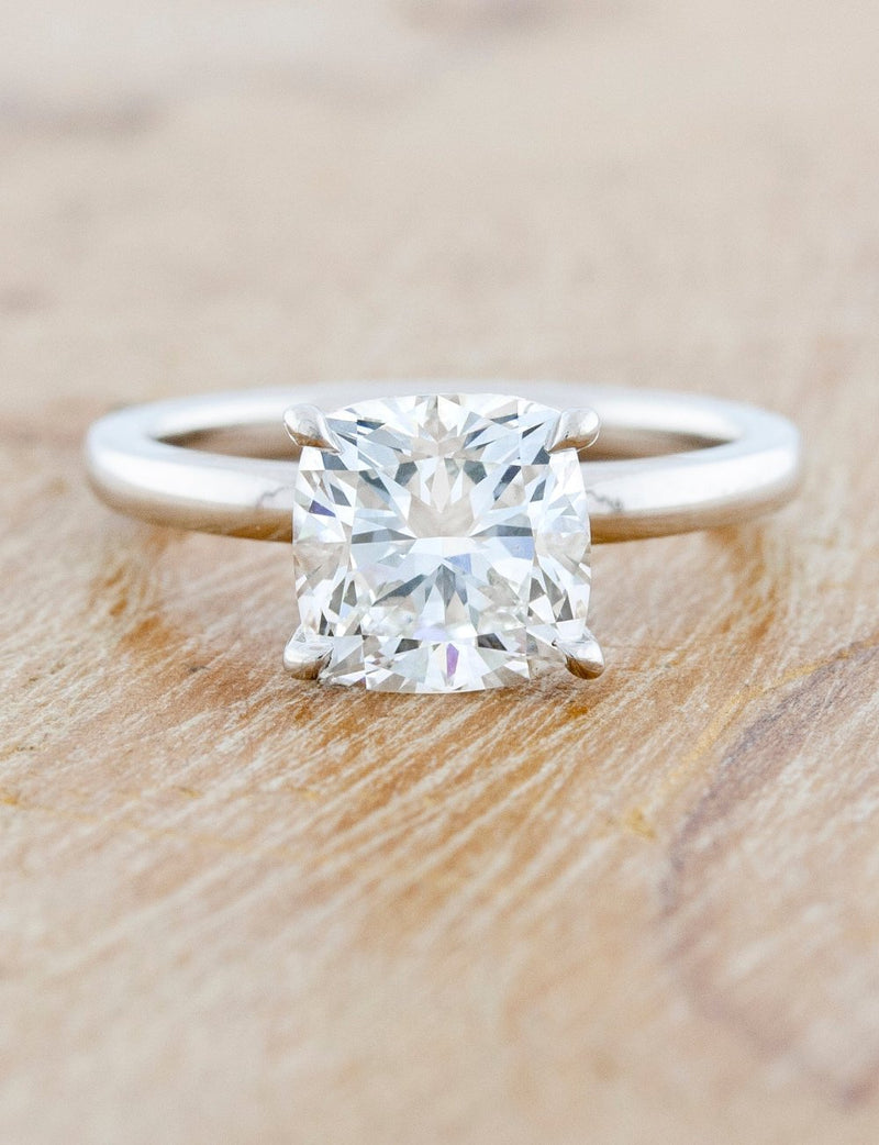 caption:Shown with 2ct cushion cut diamond in platinum