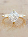 caption:Shown with 3ct asscher cut diamond in 14k yellow gold