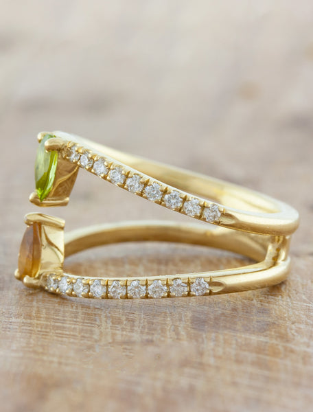 caption:pear shaped birthstones in 14k yellow gold