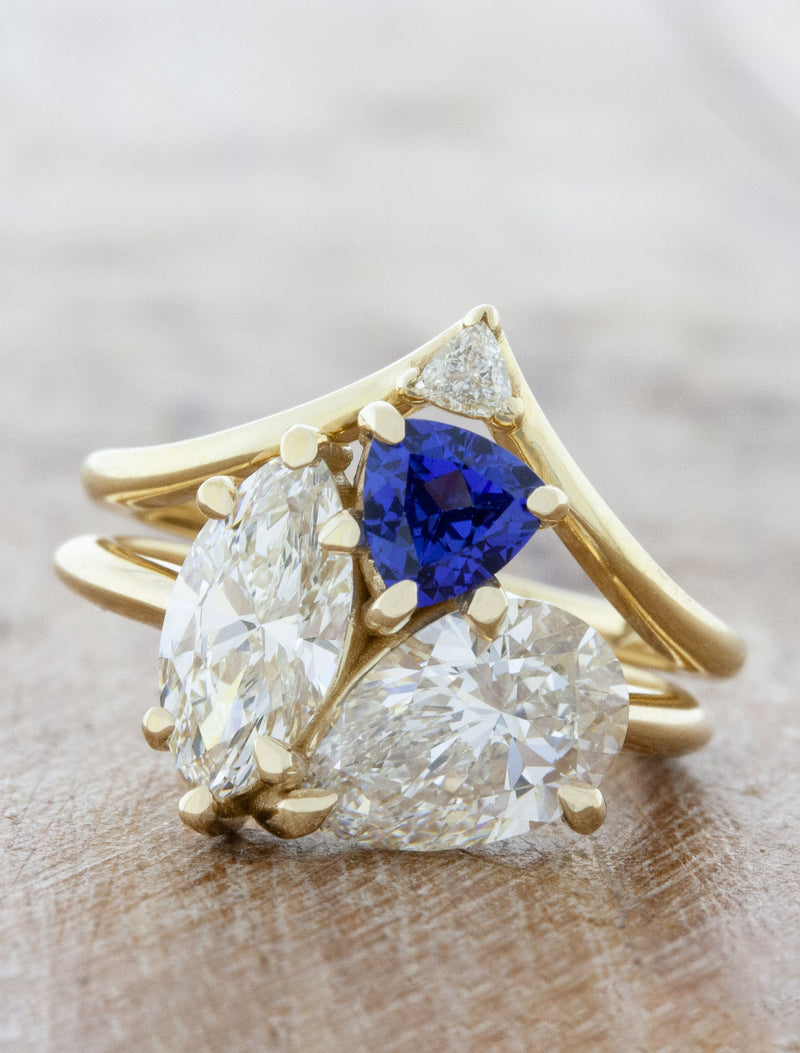 caption:Stacked with Jaylen wedding band in 14k yellow gold