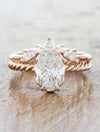 caption:Stacked with Kya wedding band in 14k rose gold
