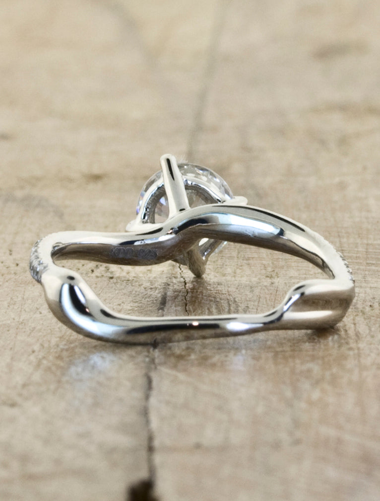 Celeste: Wave Band Round Diamond Engagement Ring | Ken & Dana Design