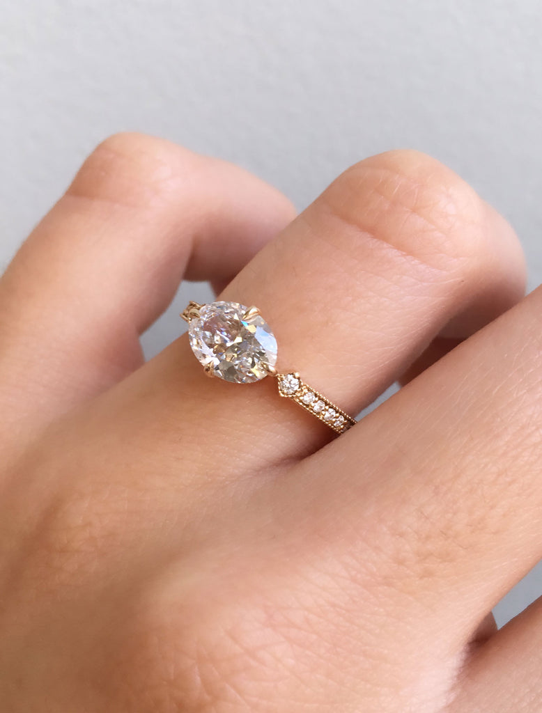 Oval Diamond Ring in Rose Gold;caption:1.20ct. Oval Diamond 14k Yellow Gold