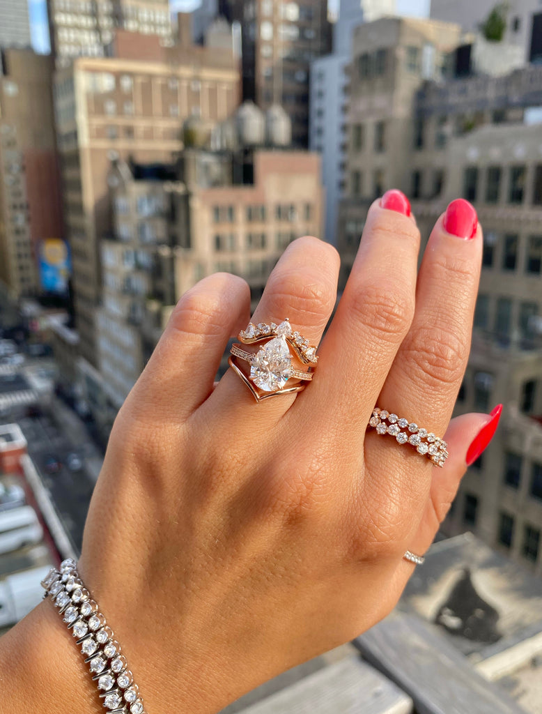 Charleen: Pear-Shaped Diamond Engagement Ring with Vintage Flair | Ken & Dana Natural Diamond / 1.50ct Pear G SI1+ / 14K White Gold (Recycled)