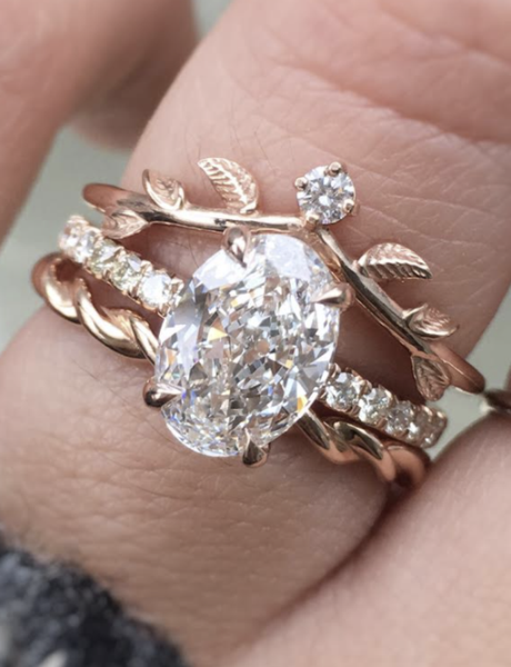 Pembroke: Leaf Prong Diamond Engagement Ring, Rose Gold | Ken & Dana