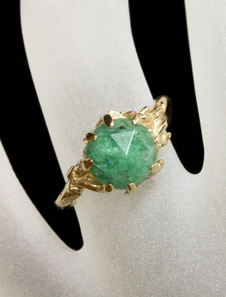 Unique Engagement Rings by Ken & Dana Design - Colette Emerald hand view