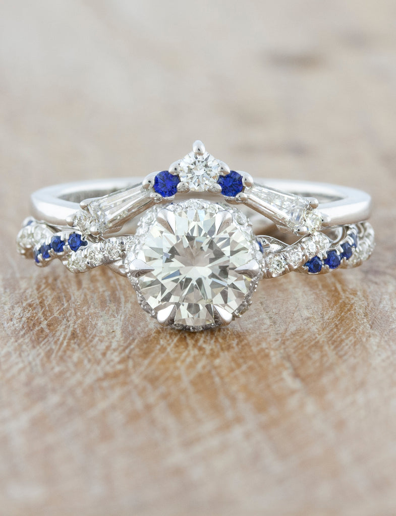 caption:Shown with custom version of our Constance engagement ring