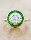caption:Shown with 2.5ct round diamond in 14k yellow gold